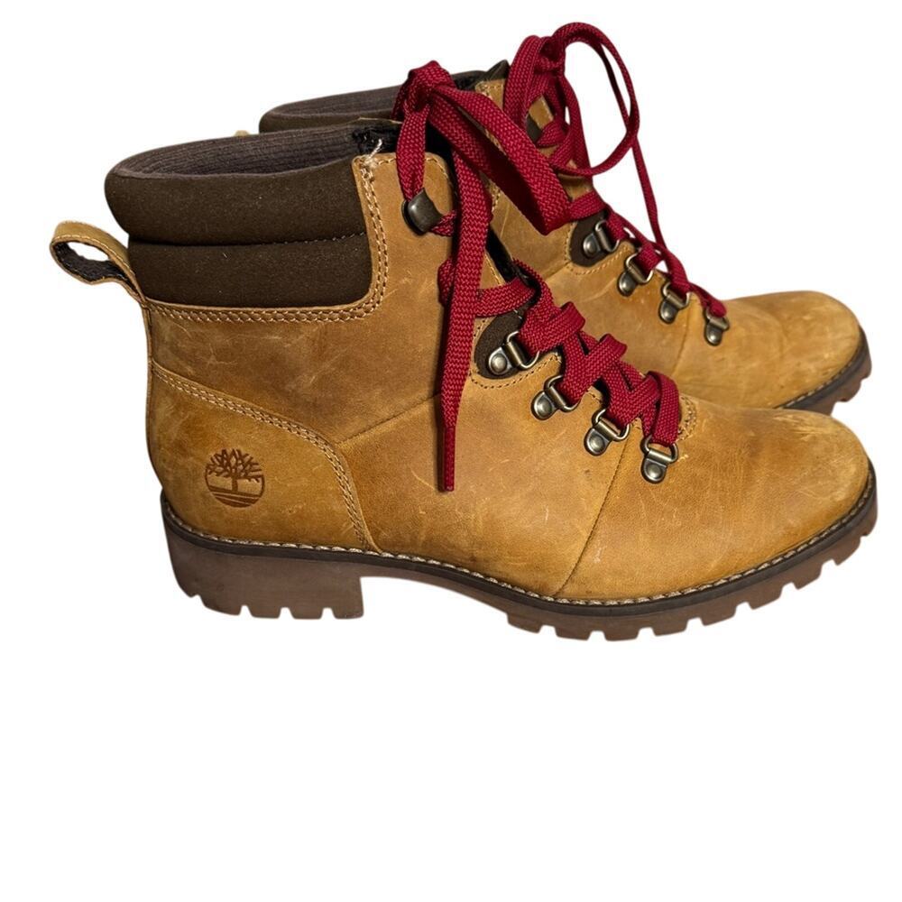 Timberland Womenโs Lace Up Hiking Boots Leather Tan Size 7